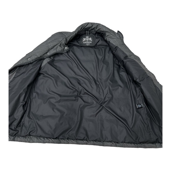 Express Puffer Vest Men Size L Gray Black Full Zip Quilted - Picture 10 of 13